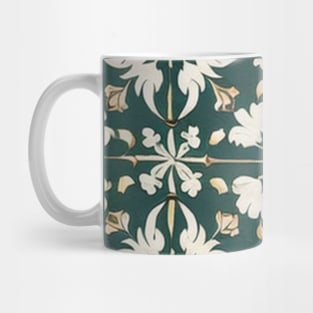 Tile Pattern - Abstract turquoise and yellow floral mosaic Mug